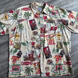 NFL Buccaneers Cream and Red Casual Shirt